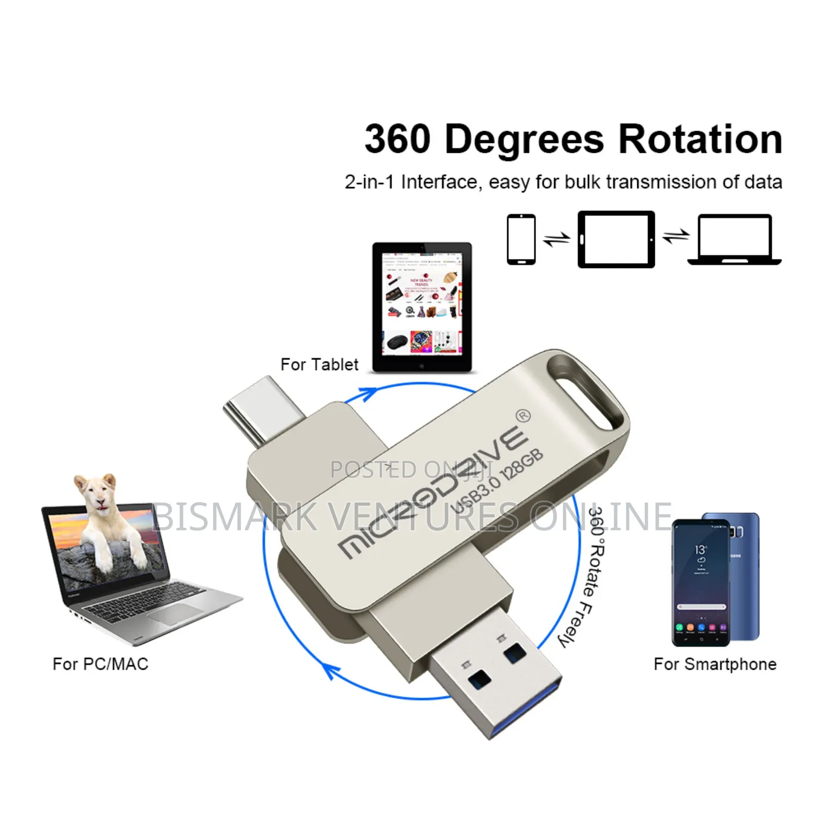 2 in 1 Otg 128g Pen Drive Metal