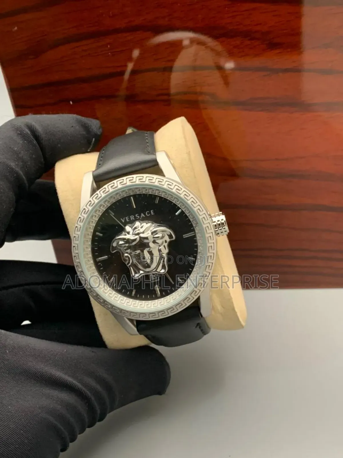 Versace Leather Analog Watch