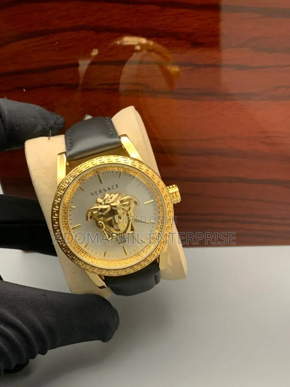 Versace Leather Analog Watch