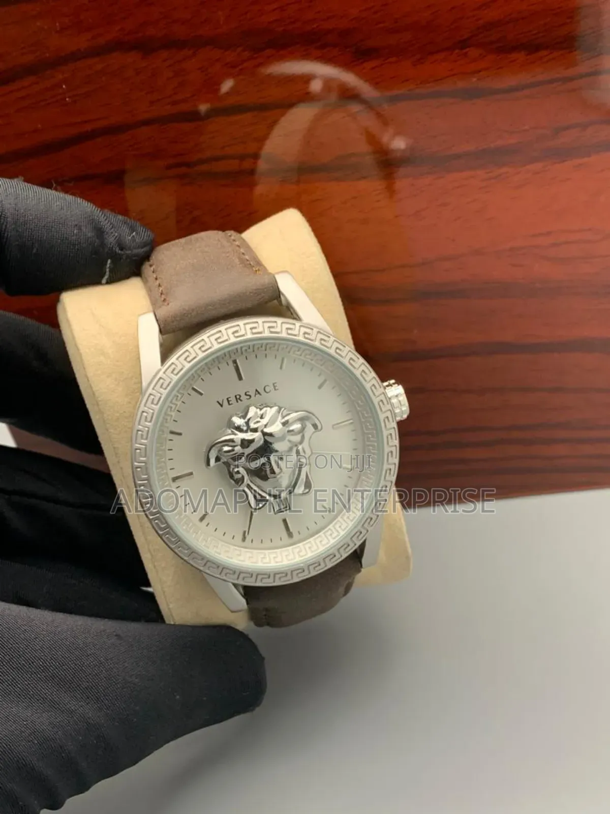 Versace Leather Analog Watch