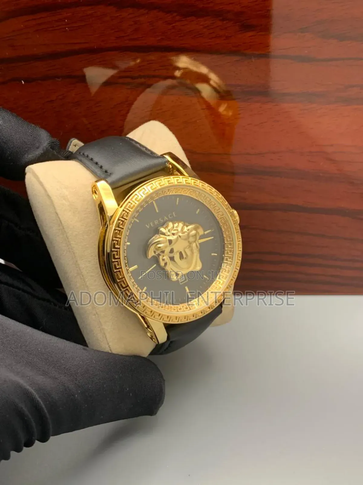 Versace Leather Analog Watch