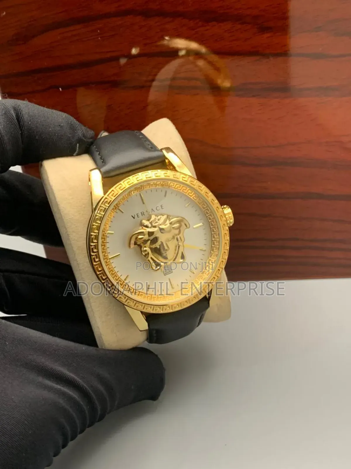 Versace Leather Analog Watch