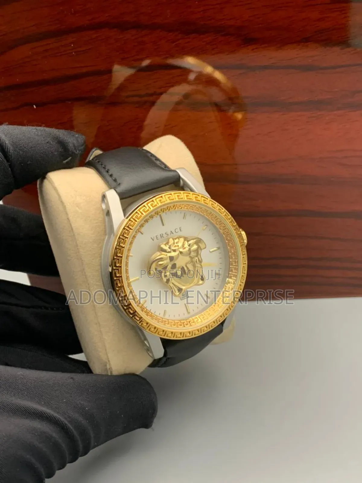 Versace Leather Analog Watch
