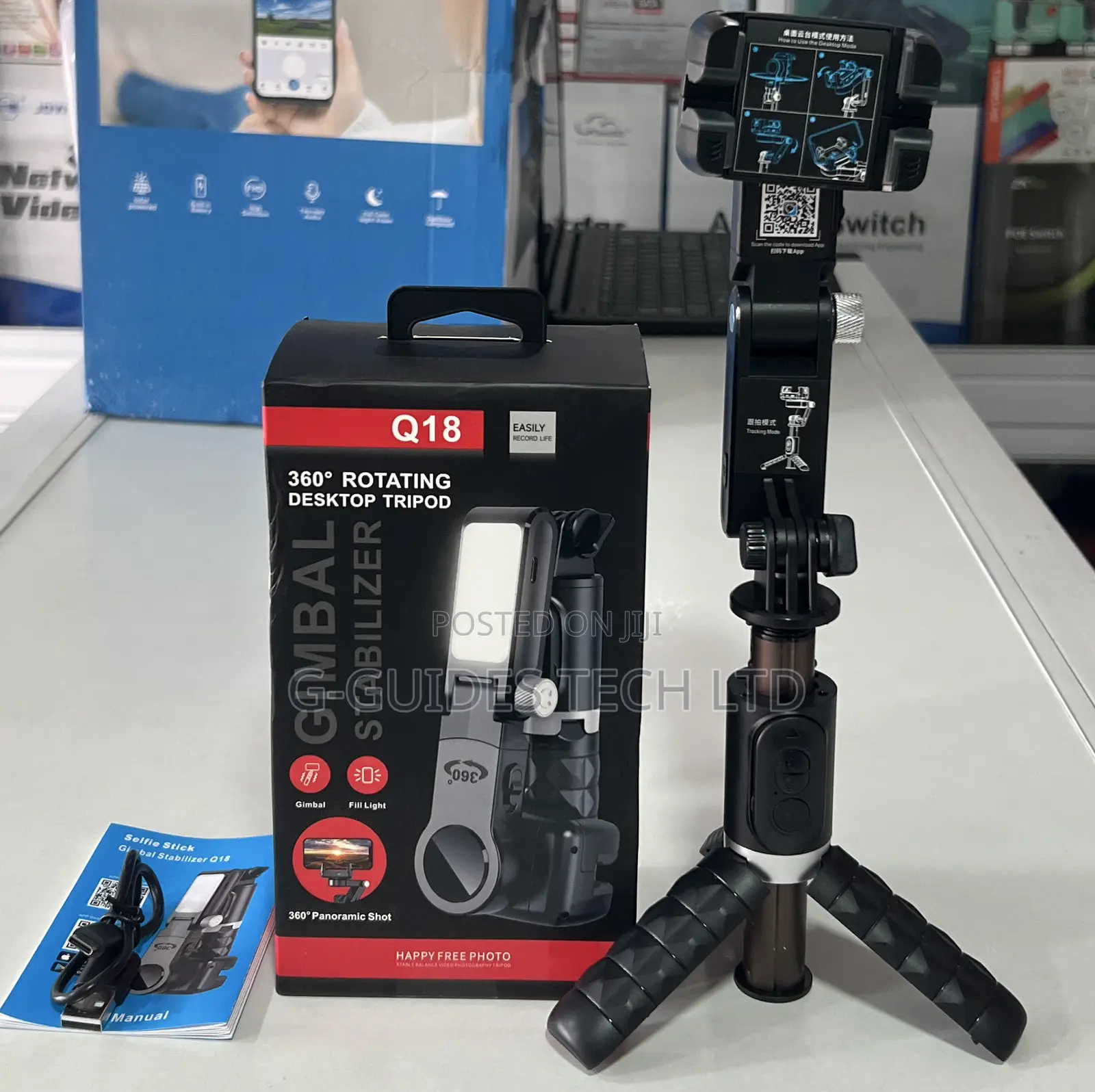 Q18 Gimbal Stabilizer 360 Rotating Desktop Tripod