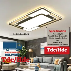 Morden Led Ceiling Light - 64w. Gold Black