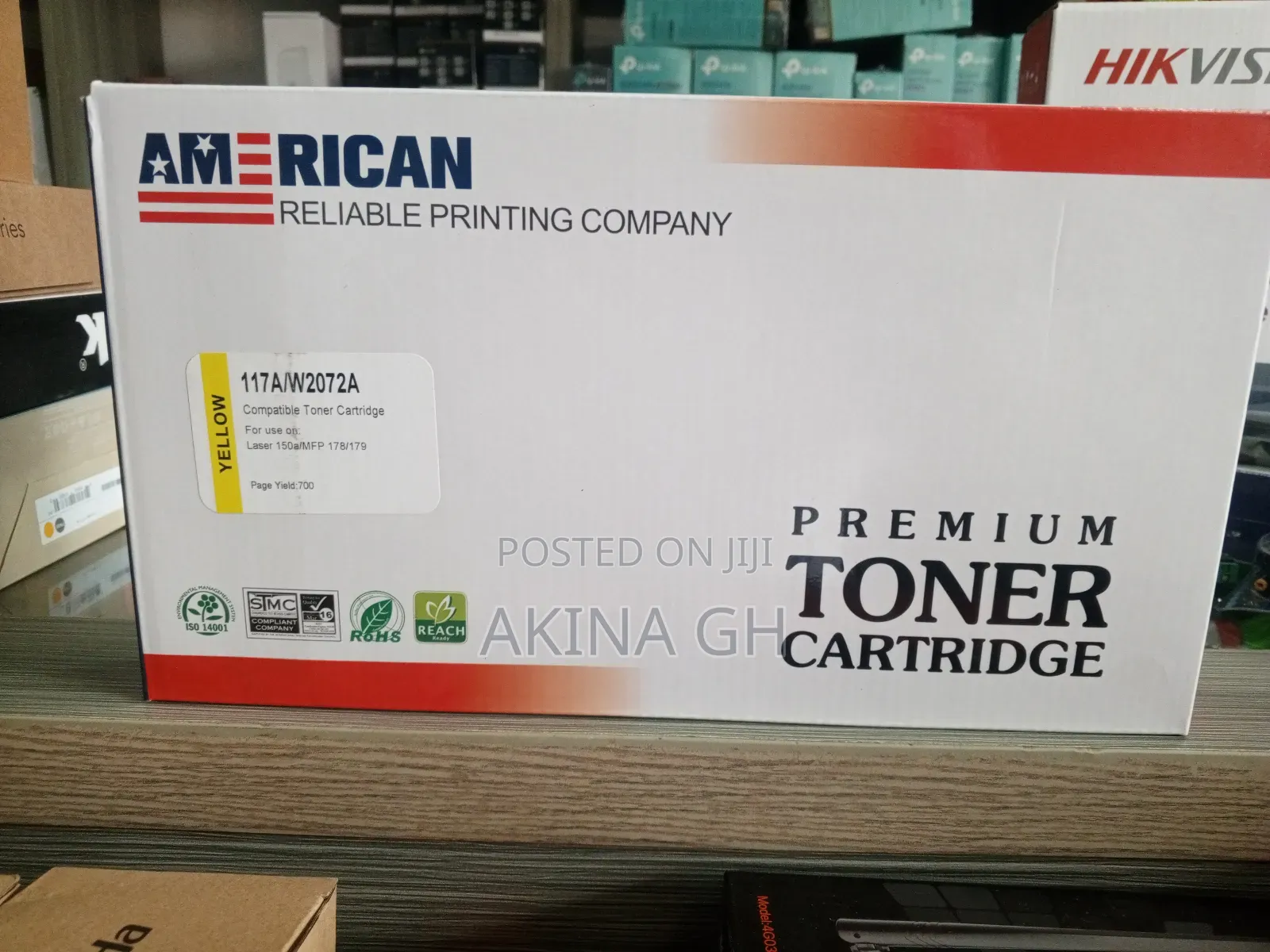 American 117a Yellow Toner Cartridge for Hp 150a (W2072a)