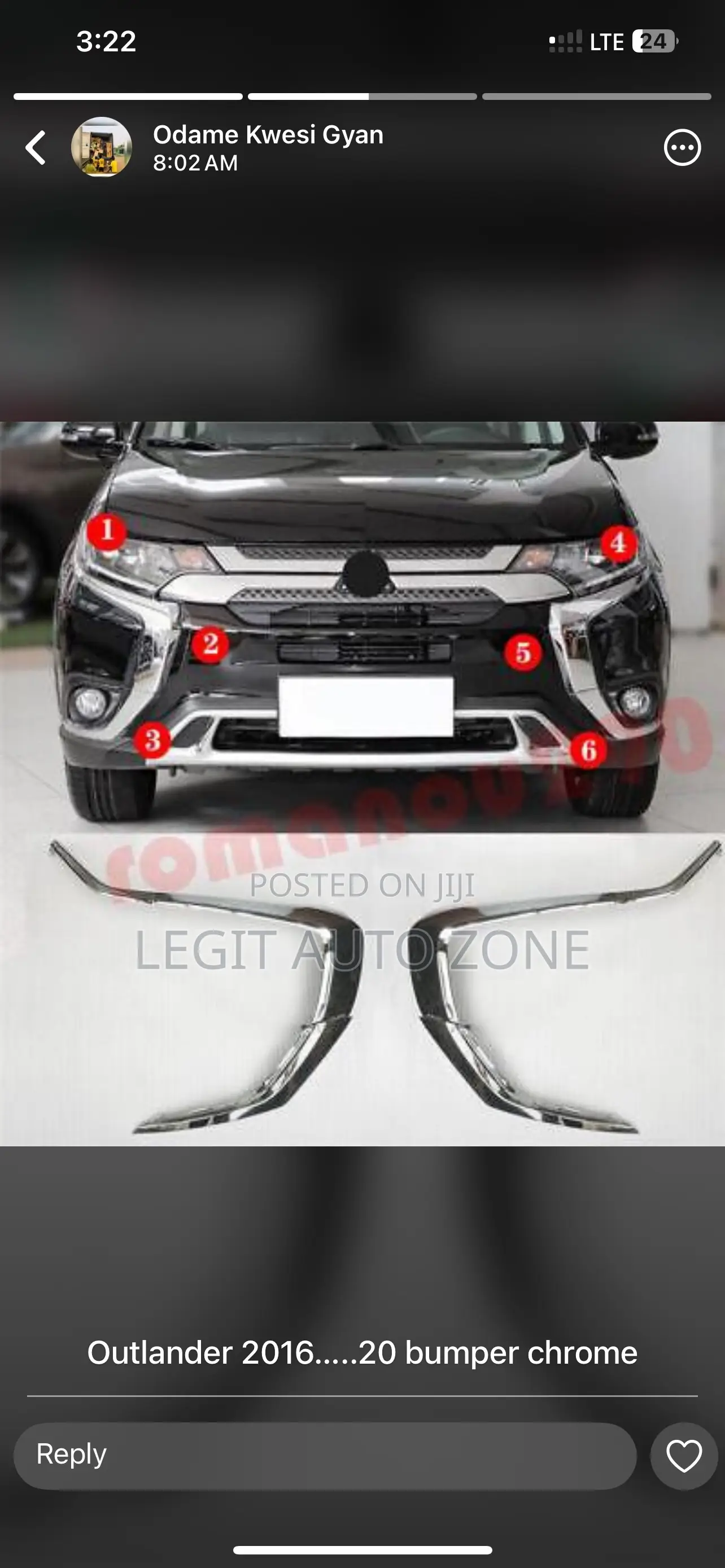 Mitsubishi Outlander 2016,2017,2018 Front Bumper Chrome