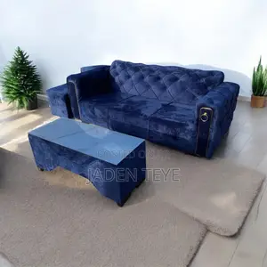 3 in Set Blu Fabric Sofa