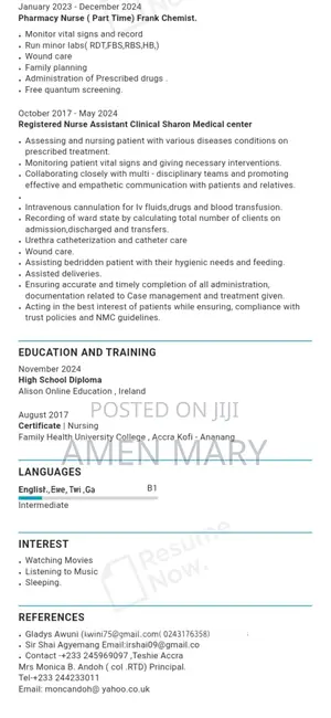 Healthcare Nursing CV