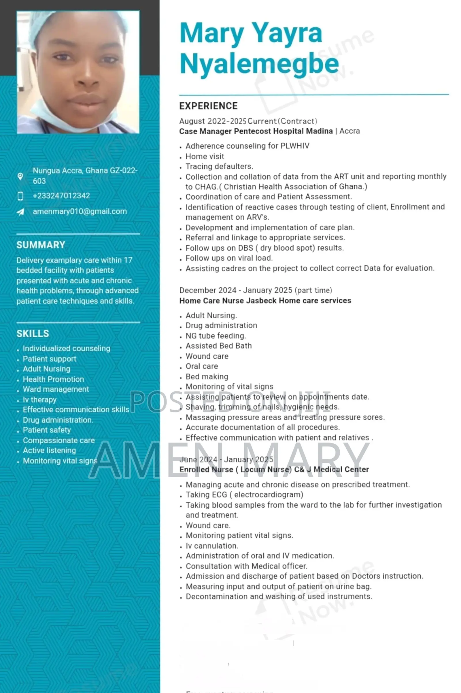 Healthcare Nursing CV