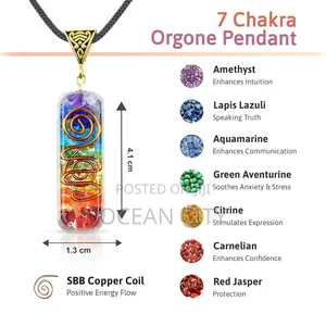 7 Chakra Orgone Crystal Stones Necklace.