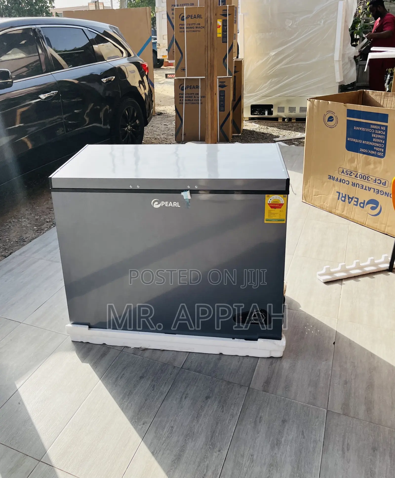 Elegant Dark Gray Pearl Single Door Electric Freezer.