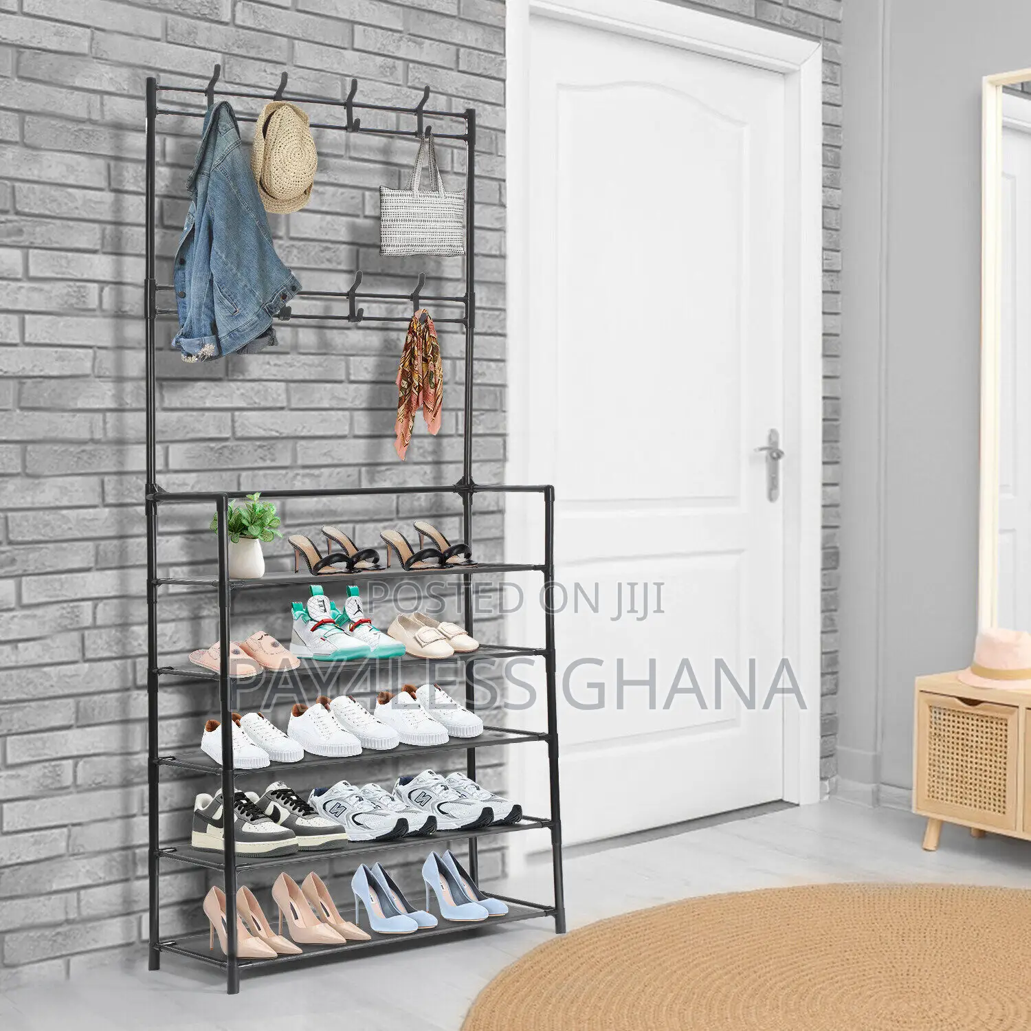 5-layer Shoe Rack With Bag Cloth Hanger