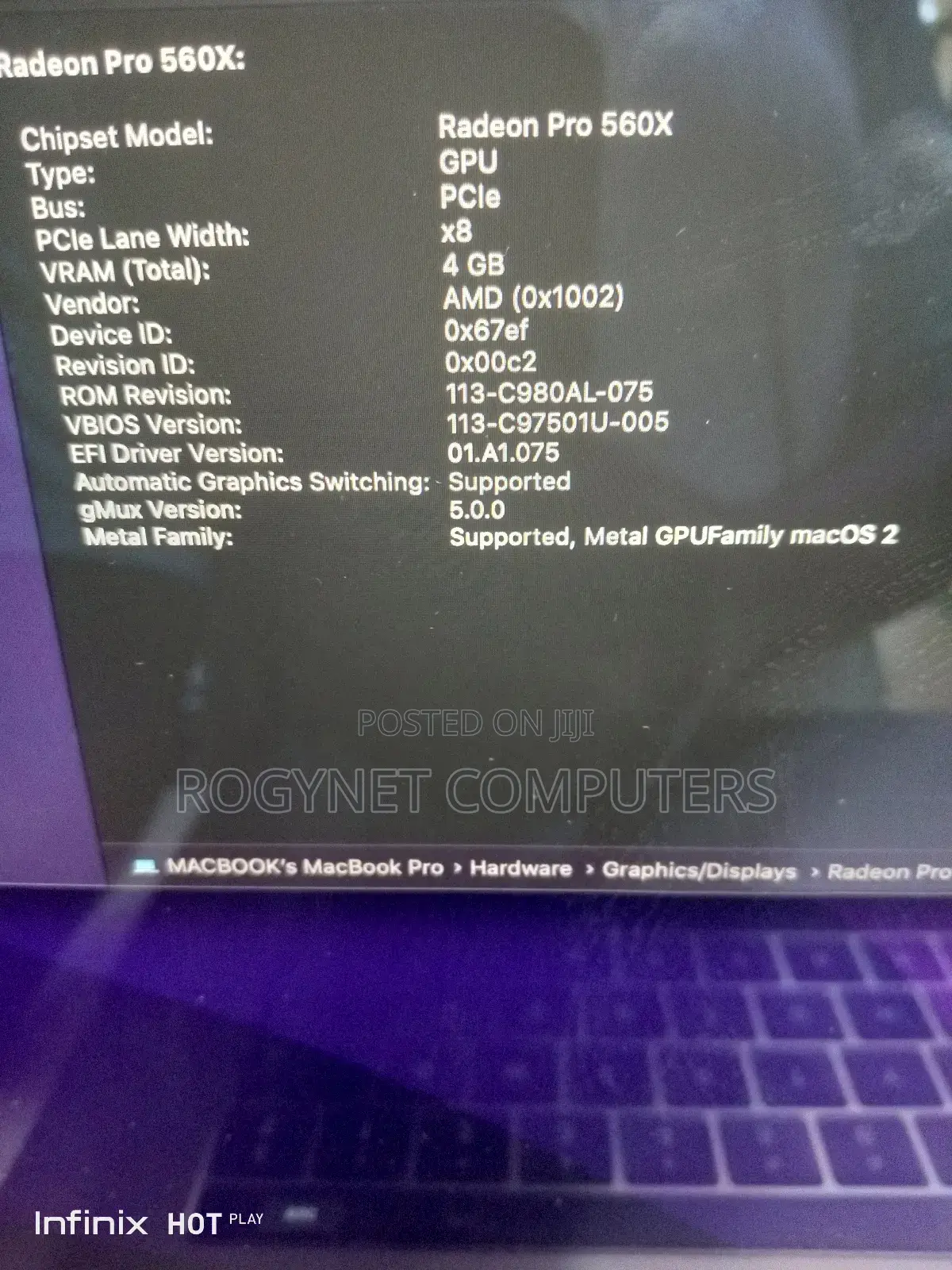 Laptop Apple MacBook Pro 2018 16GB Intel Core i7 SSD 512GB
