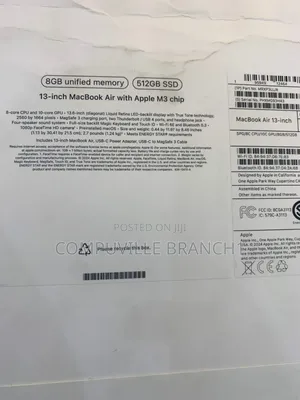 New Laptop Apple MacBook Air 2024 M3 13-Inch 8GB Apple M3 SSD 512GB