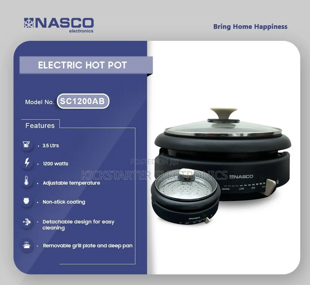 Nasco Electric Hot Pot, 3.5 L, 1200w Nas-Sc1200ab