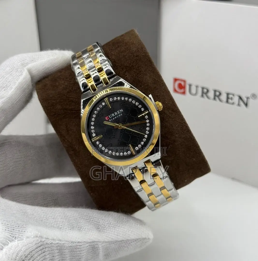 Curren Luxury Round Face Two Toned Silver Watch for Women