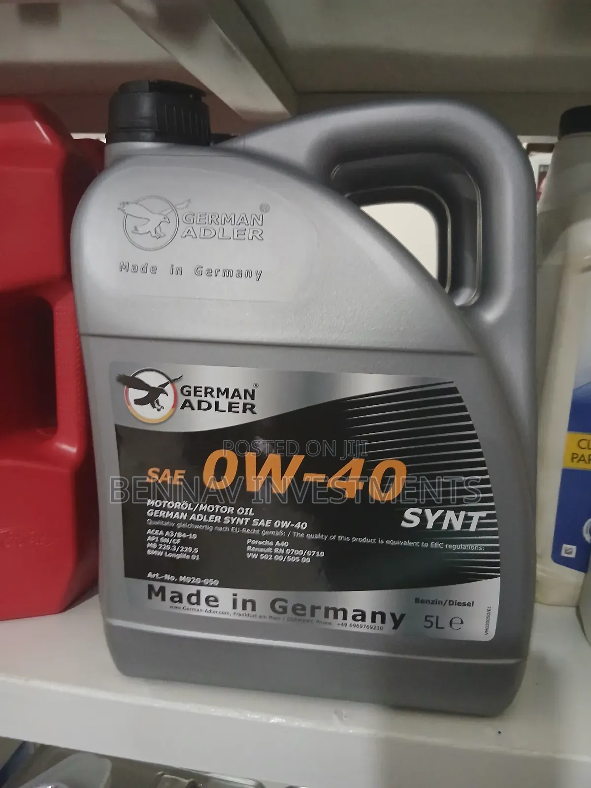 German Adler 0w-40 5ltr Full Synthetic Engine Oil