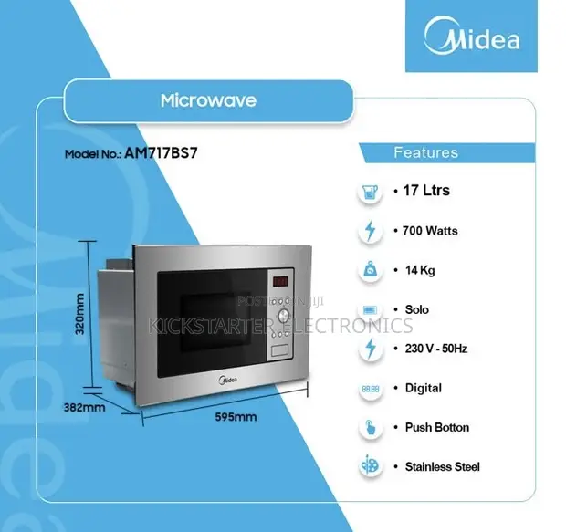 Midea-17ltr-Solo-Microwave-Am717bs7 for sale - Kickstarter Electronics ▷  Price: GH₵ 3,499 on Jiji.com.gh [Weija]