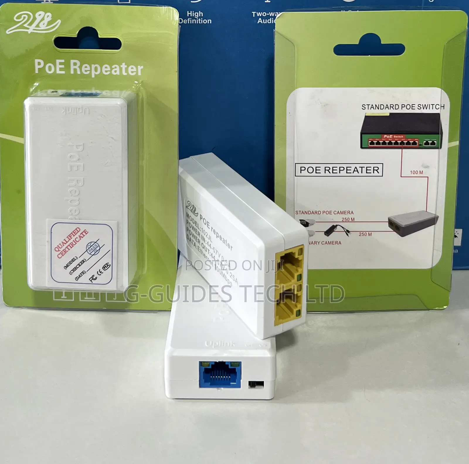 2-Port Poe Repeater, 2-Port Poe Extender 1-in 2-Out 250m