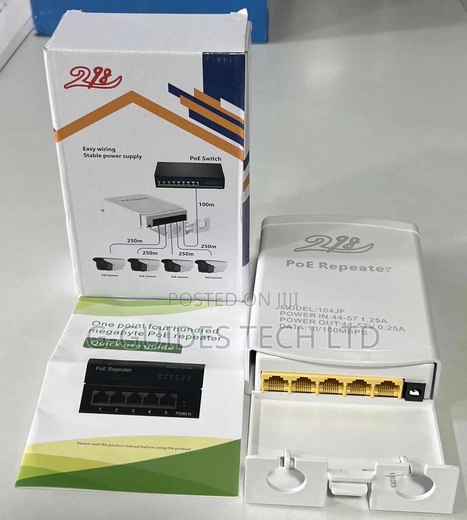 4-Port Poe Repeater, 4-Port Poe Extender 1-in 4-Out 250m