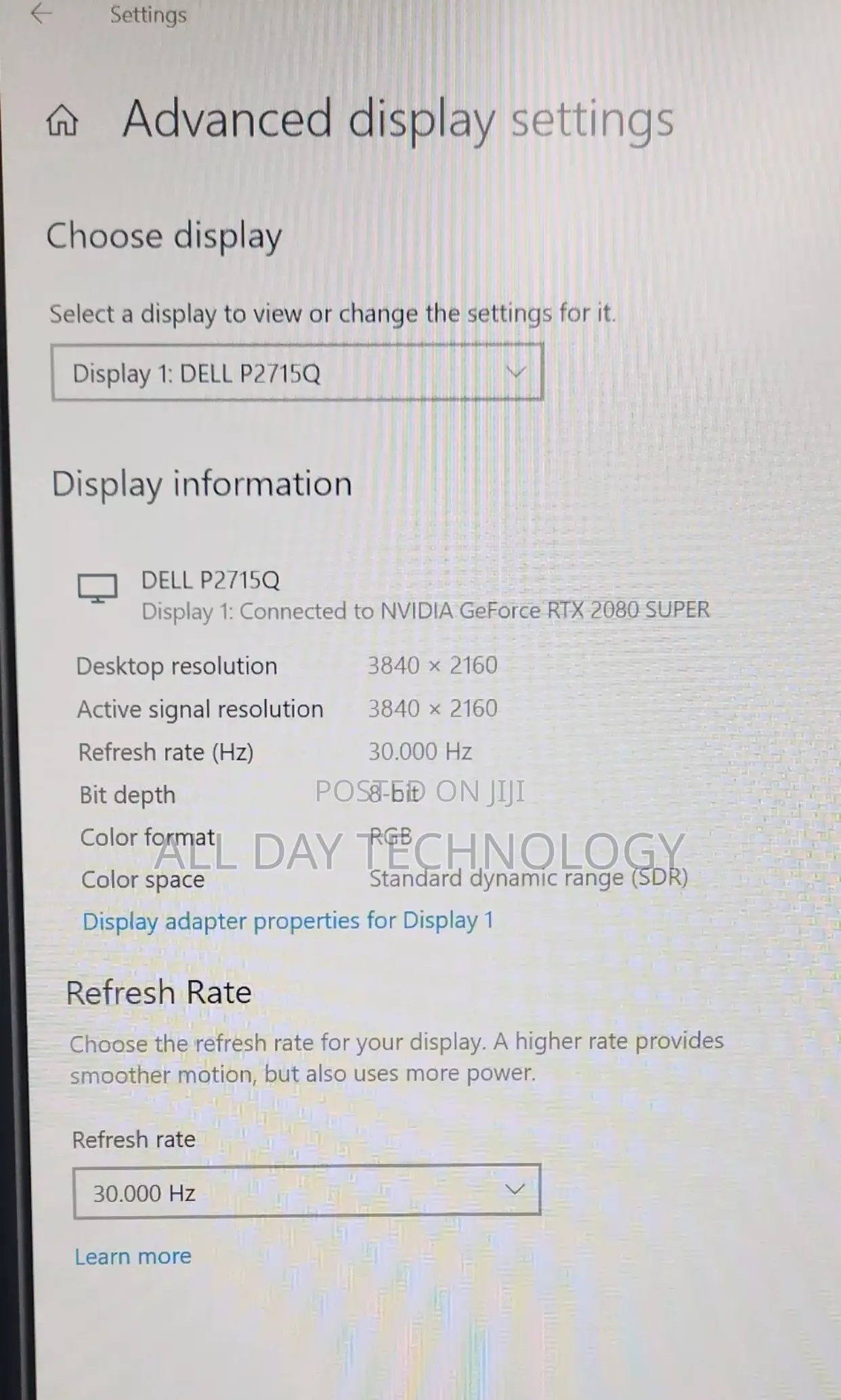Dell 27” Ips 3840 X 2160 Ultra Wide Hdmi Monitor