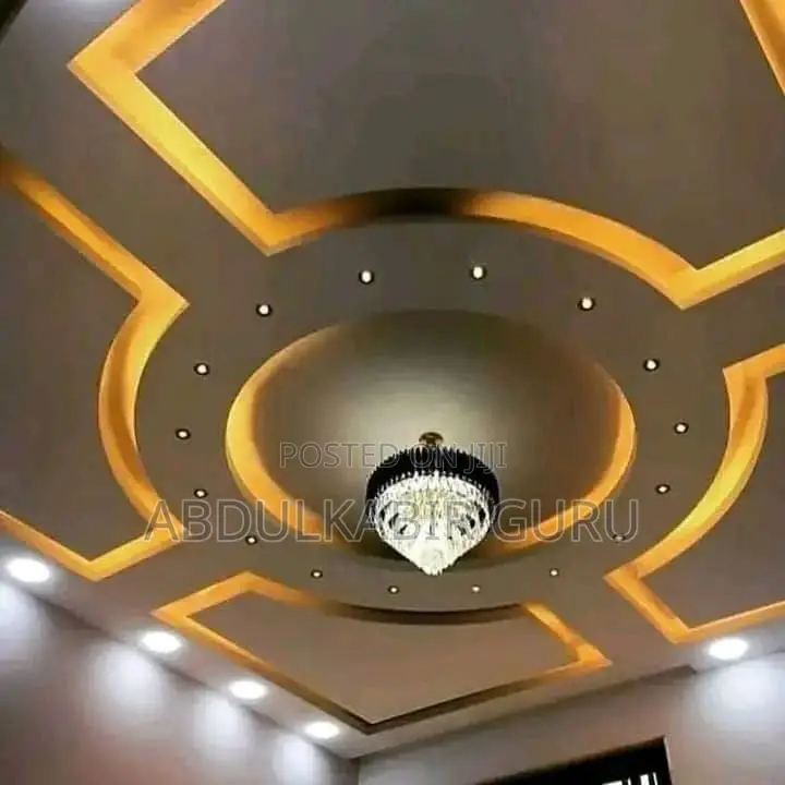 Modern Pop Ceiling Design, Tv Stand and Wall Skimming in Gh
