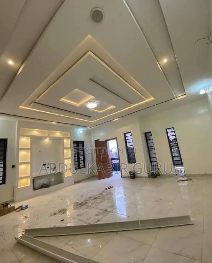 Modern Pop Ceiling Design, Tv Stand and Wall Skimming in Gh