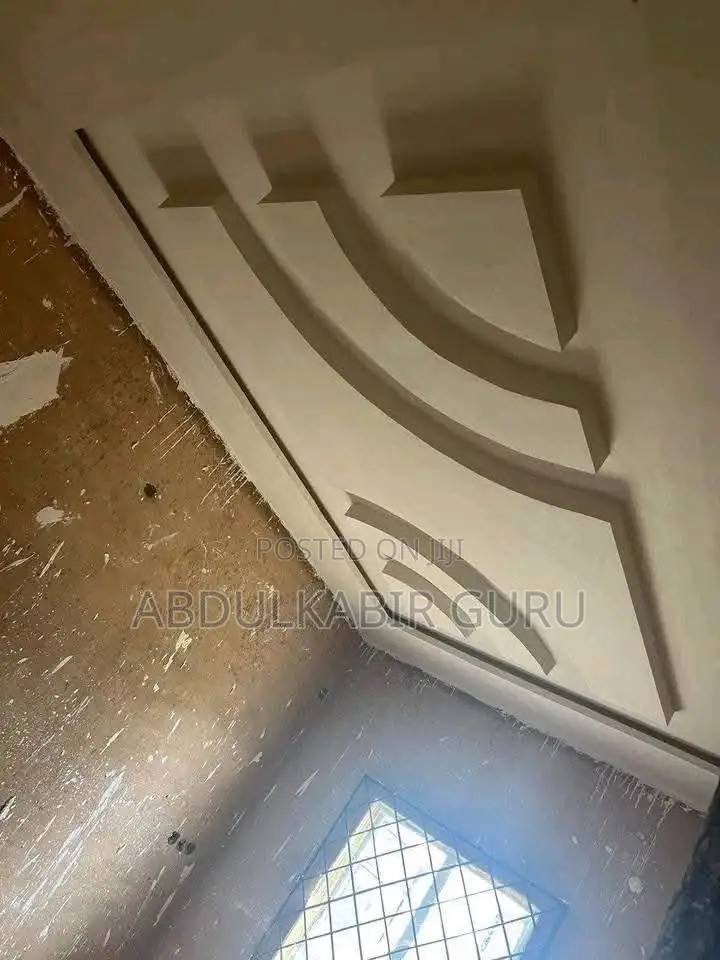 Modern Pop Ceiling Design, Tv Stand and Wall Skimming in Gh