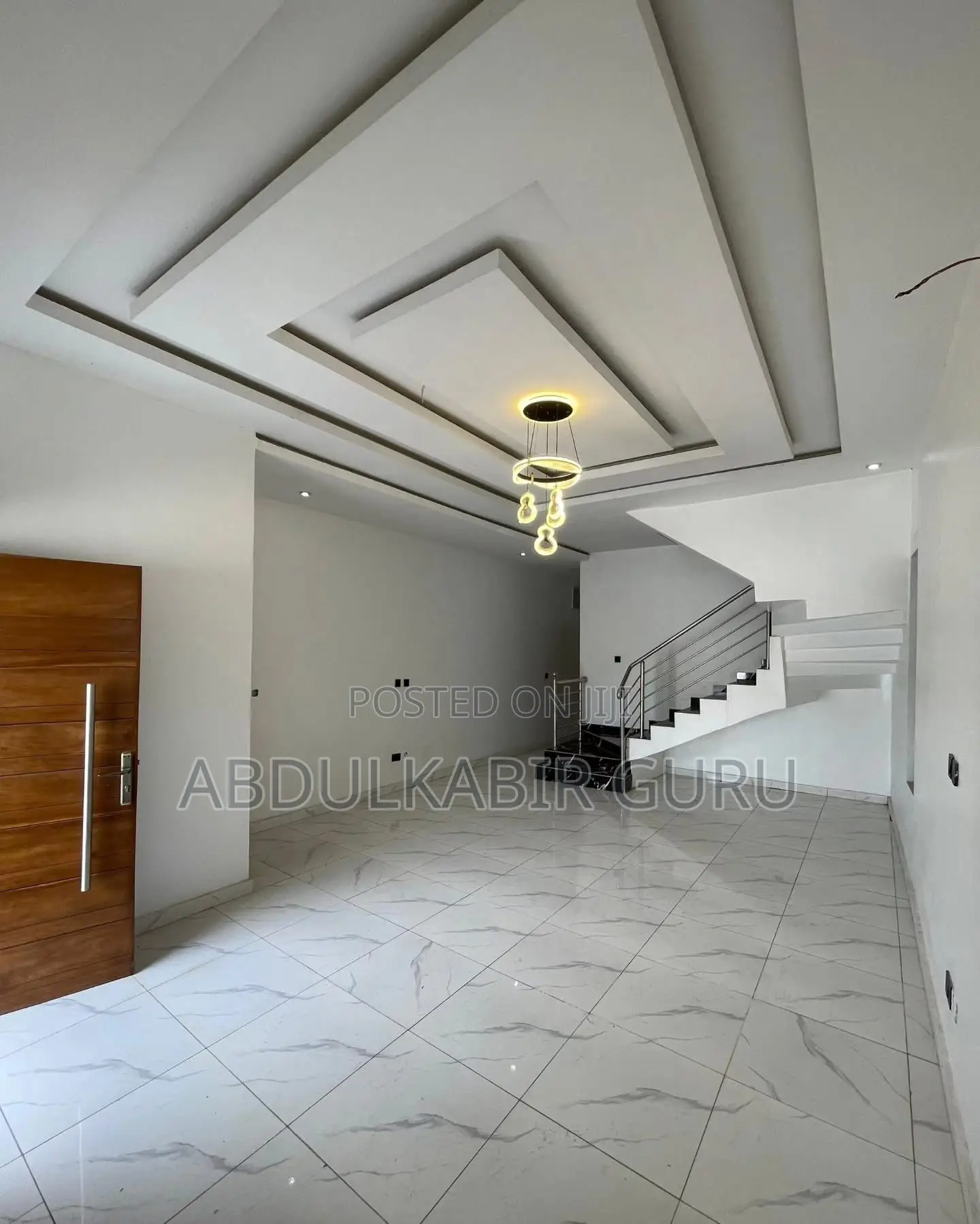Modern Pop Ceiling Design, Tv Stand and Wall Skimming in Gh