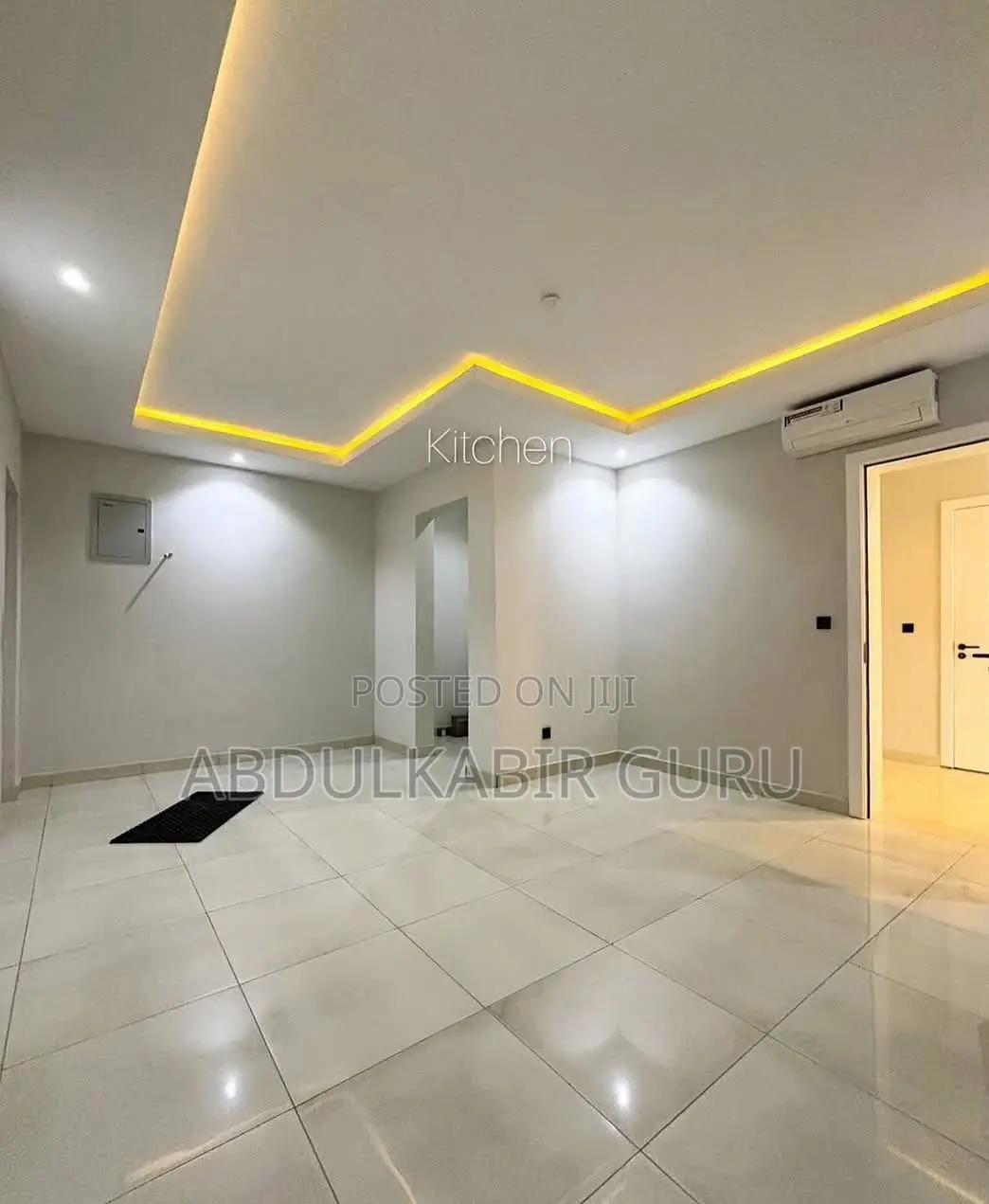 Modern Pop Ceiling Design, Tv Stand and Wall Skimming in Gh