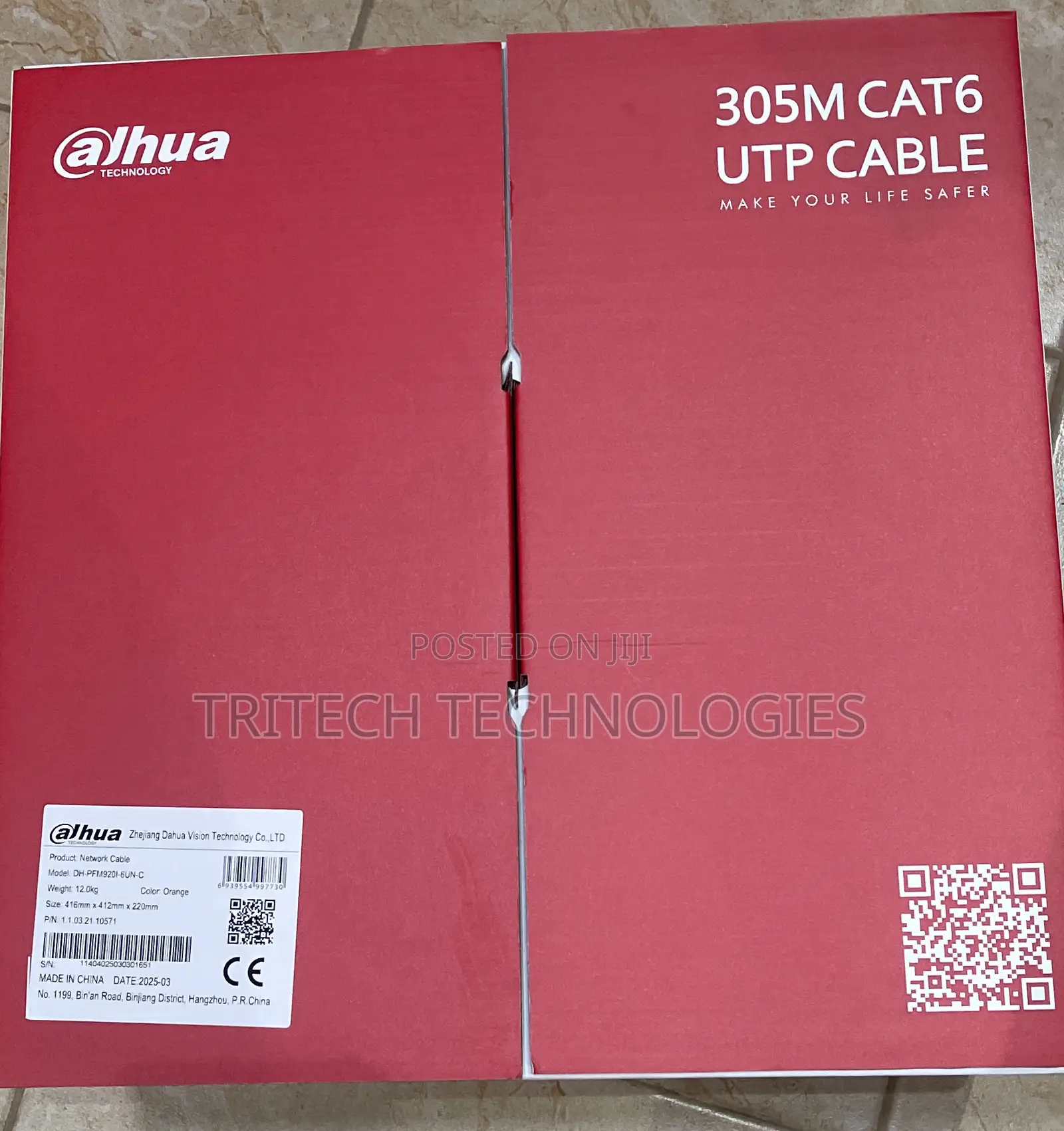 Dahua Pure Copper Dh-Pfm920i-6un-C Utp Cat6 Cable