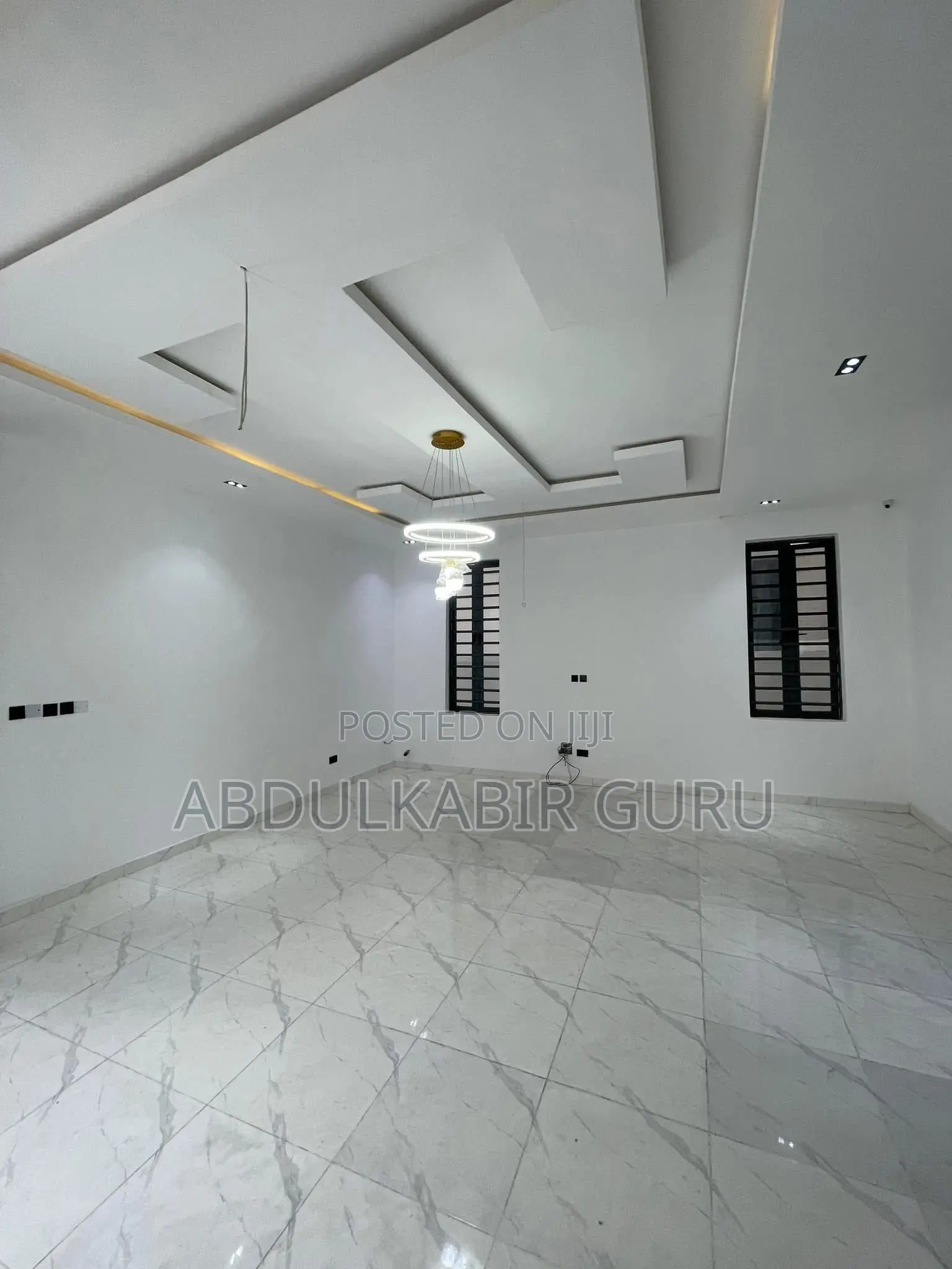 Modern Pop Ceiling Design, Tv Stand and Wall Skimming in Gh