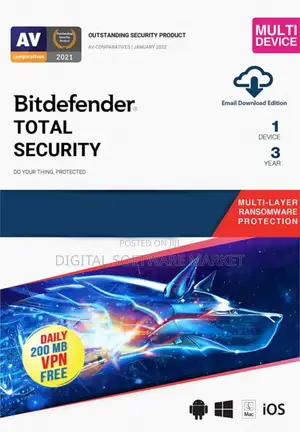 Bitdefender Total Security 1 Device 3 Year Windows/Mac