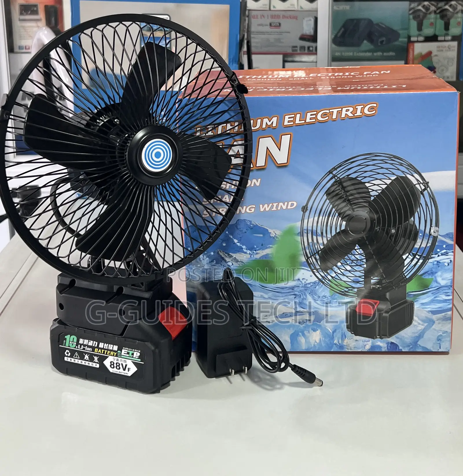88v Wireless Rechargeable Fan, Outdoor Lithium Electric Fan
