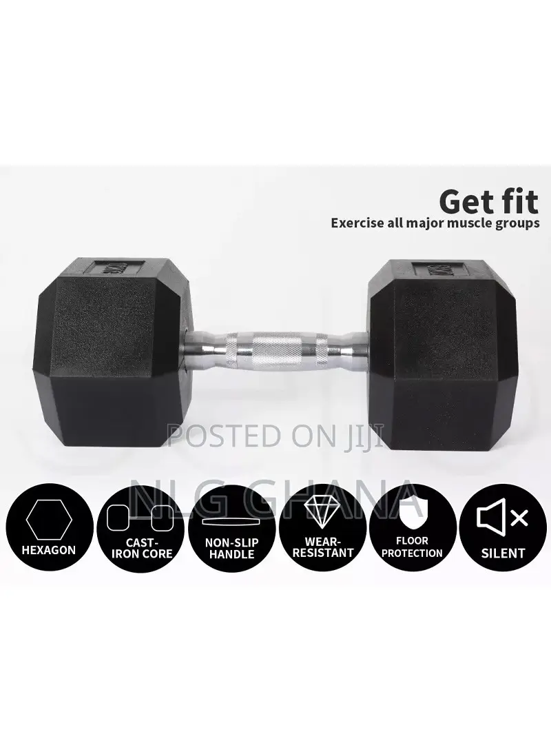 25kg Rubber-Wrapped Hexagonal Dumbbell Hj_a029_25kg