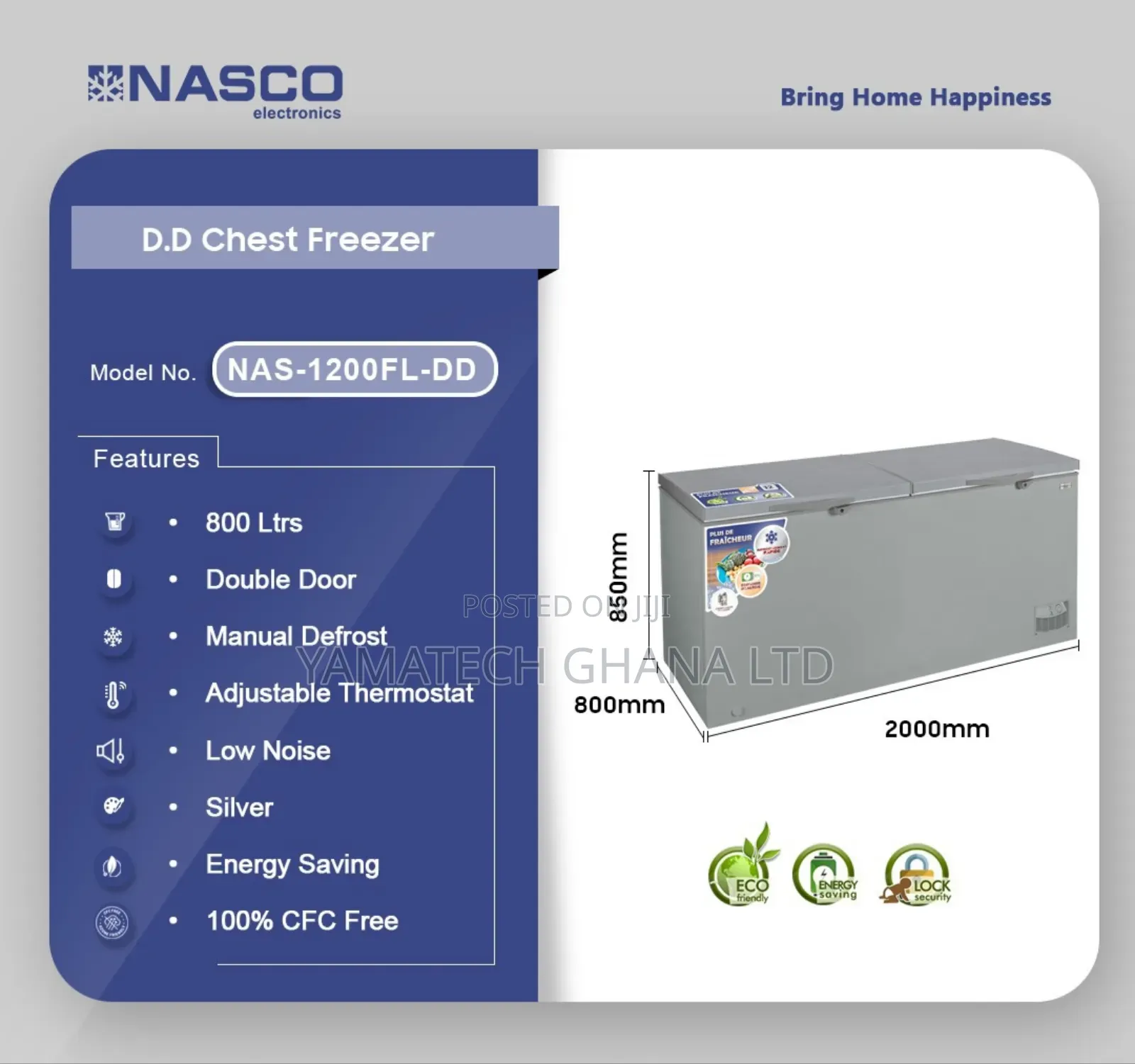 Large Nasco 800 Litre Chest Freezer Nas-1200fl-Dd