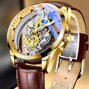 Gold Skeleton Waterproof Quartz Watch