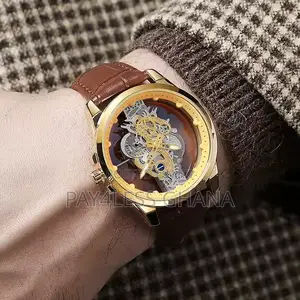 Gold Skeleton Waterproof Quartz Watch
