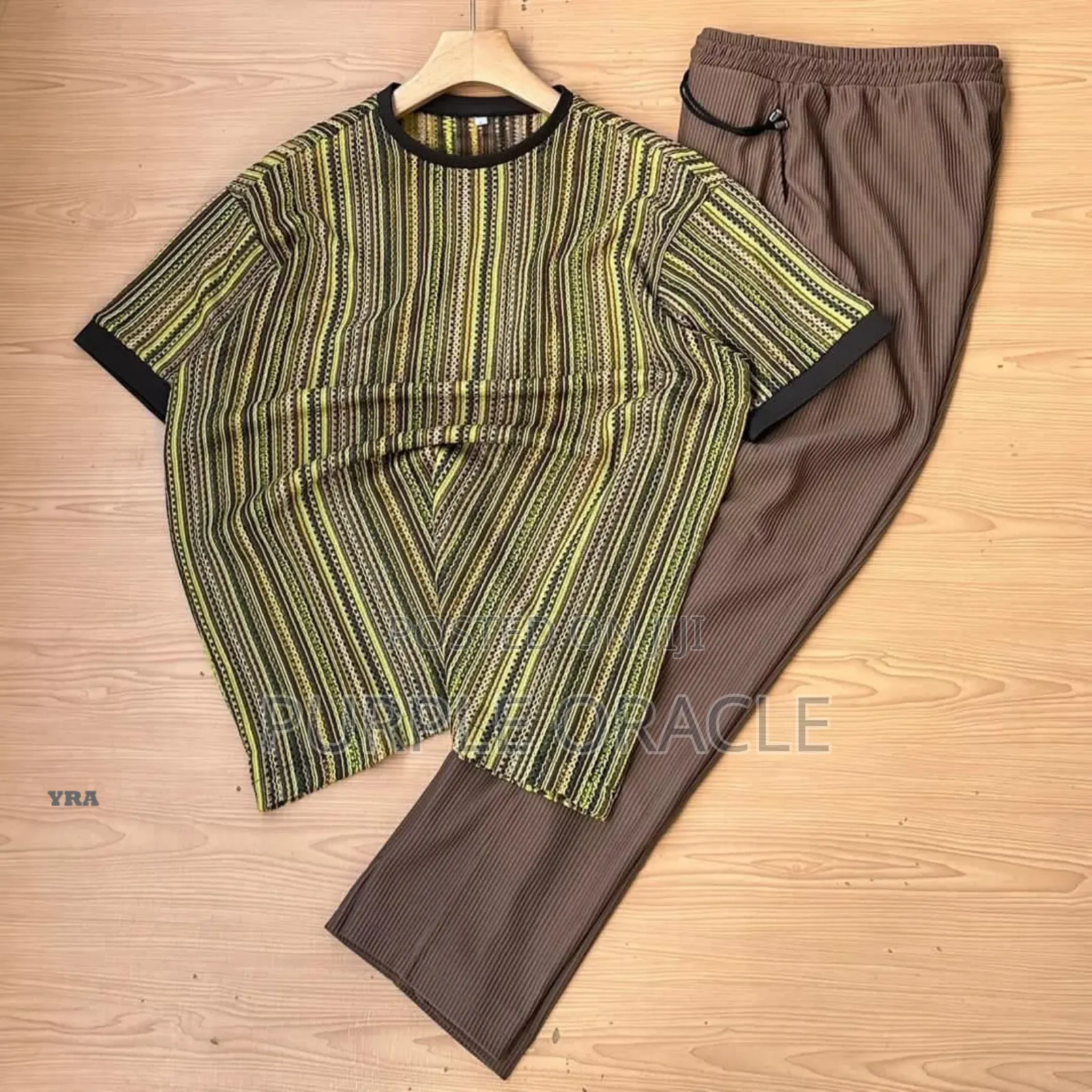 Stripped Kaftan Top and Comfort Pants Set
