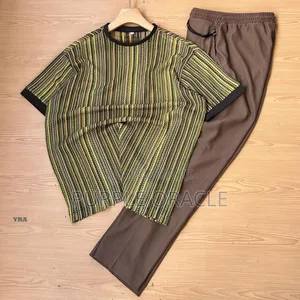 Stripped Kaftan Top and Comfort Pants Set