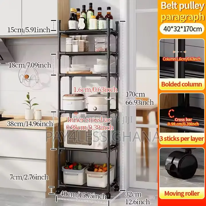 6-Layer Rolling Metal Shelves Stand
