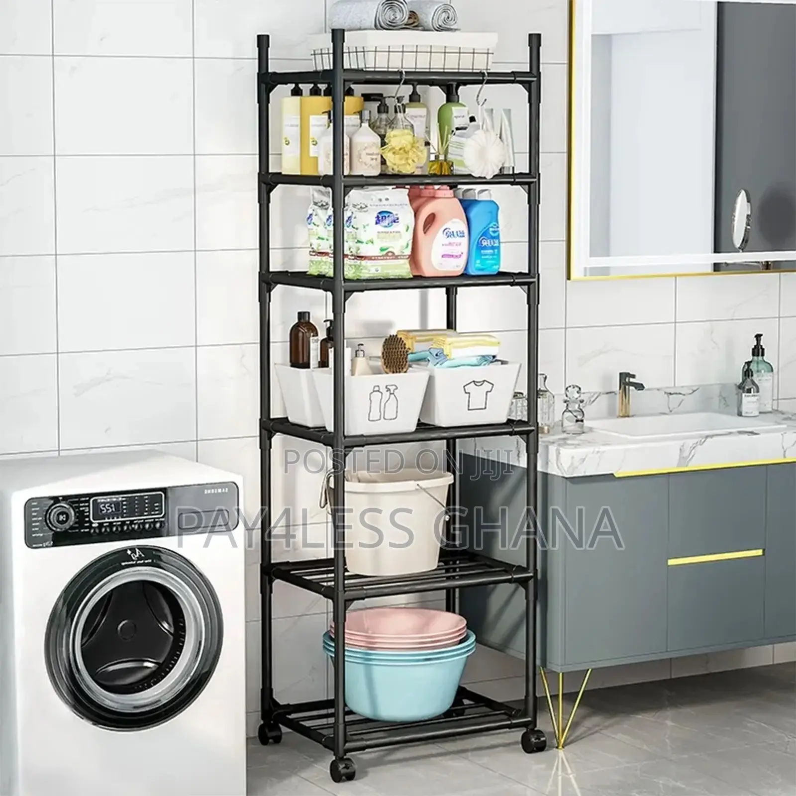 6-Layer Rolling Metal Shelves Stand