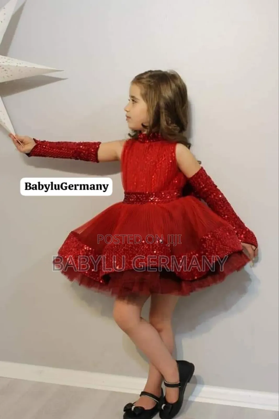 Red Princess Birthday Ball Gown With Hand Gloves