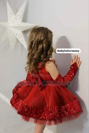 Red Princess Birthday Ball Gown With Hand Gloves
