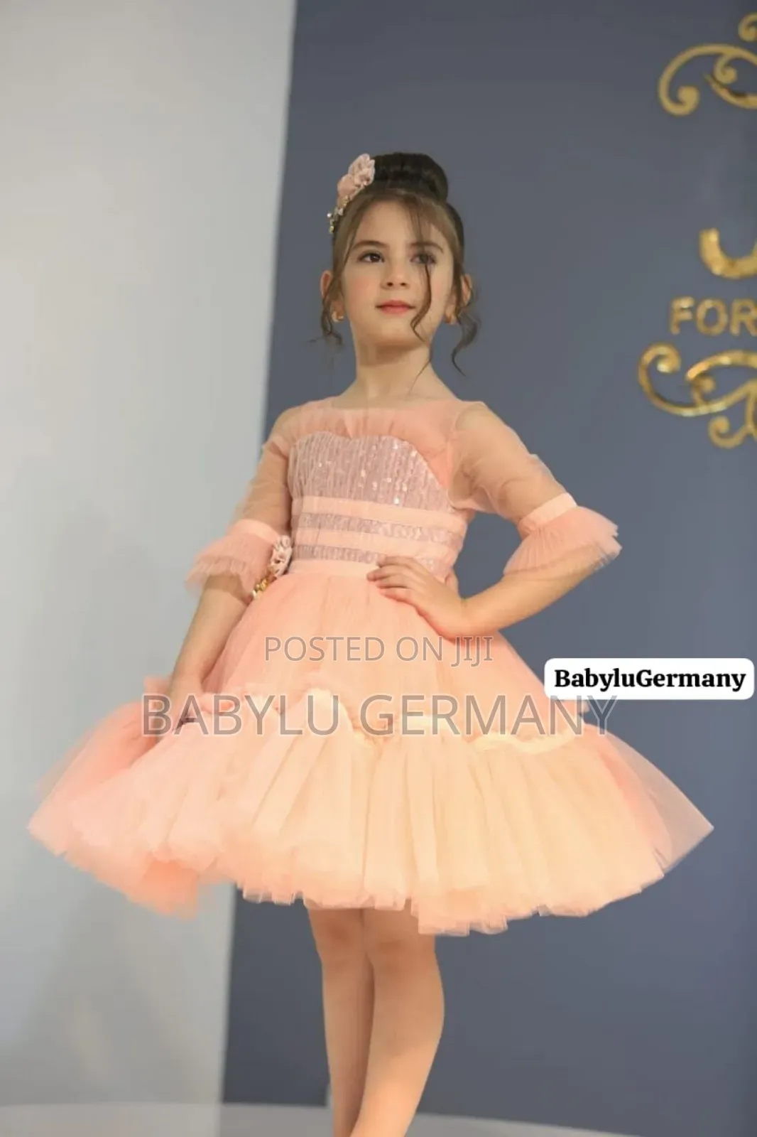 Luxury Turkey Brand Peach Ball Gown Dress Hair Accessory
