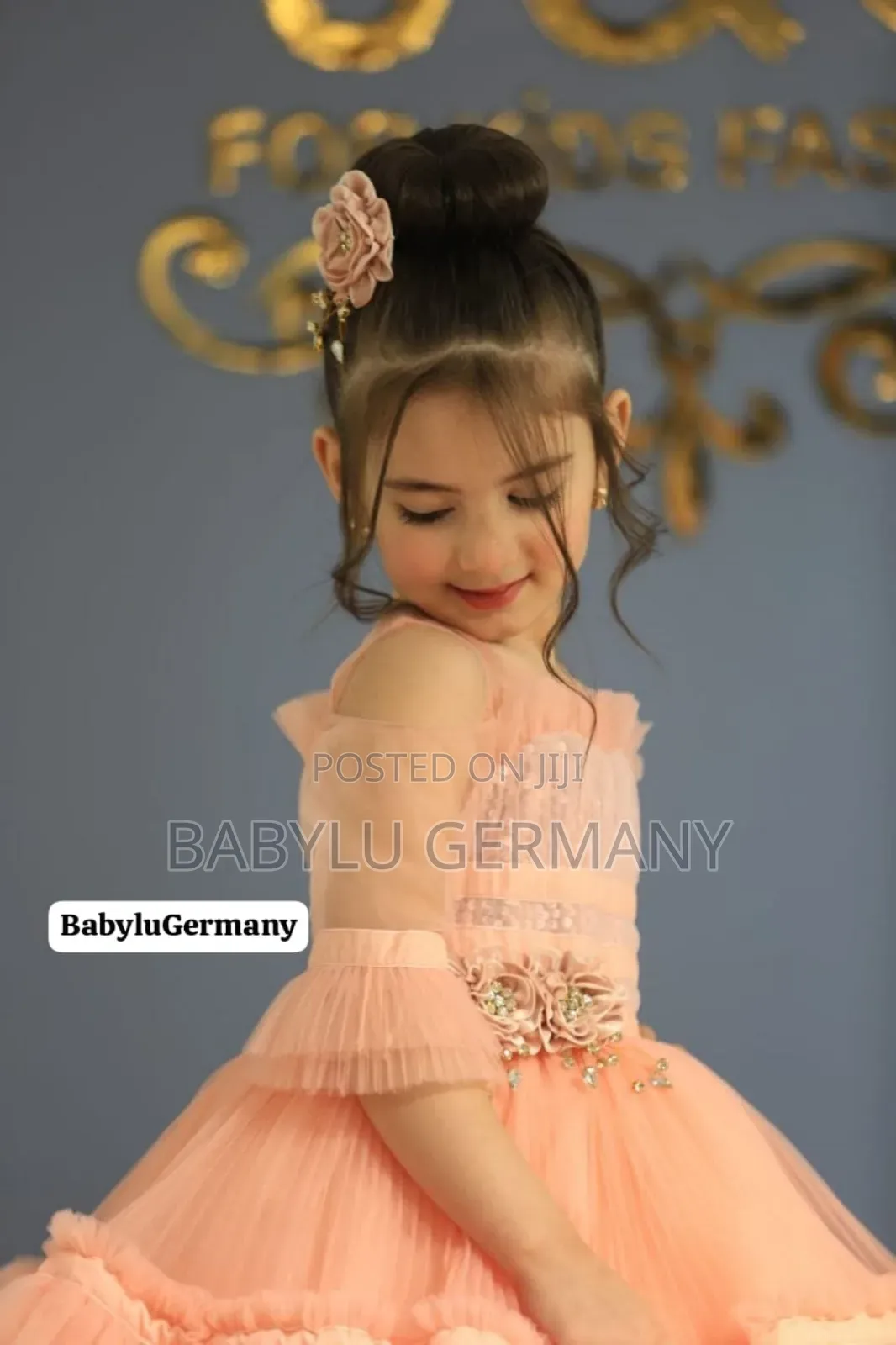 Luxury Turkey Brand Peach Ball Gown Dress Hair Accessory