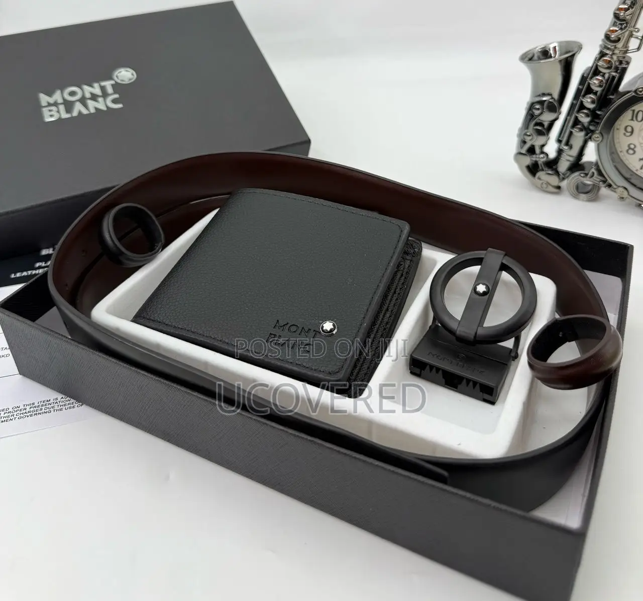 Mont-Blanc Men’S Bifold Flip Id Wallet + Belt