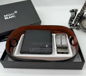 Mont-Blanc Men’S Bifold Flip Id Wallet + Belt