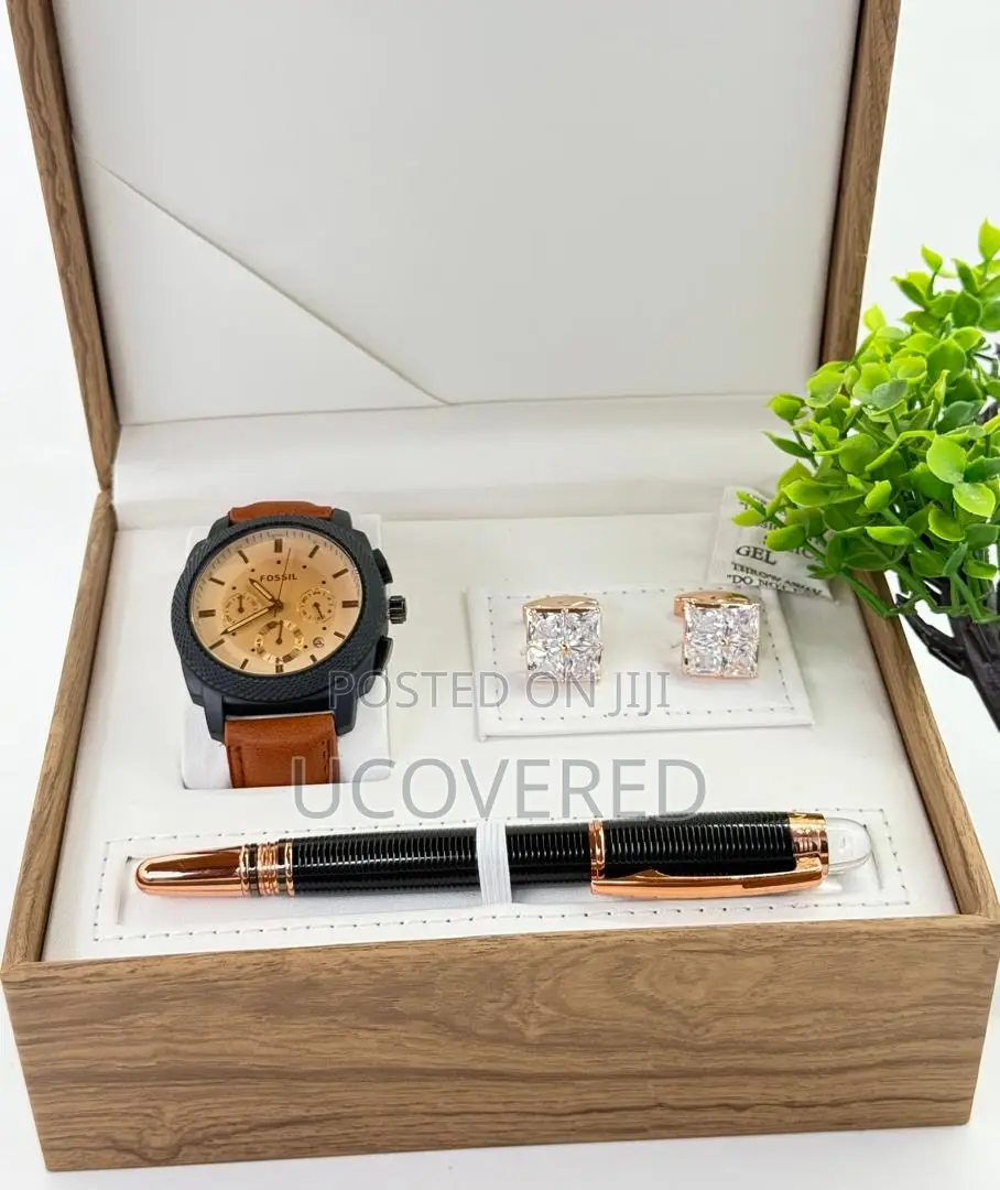 Gift Set Men’S Watch Black - Cufflinks - Pen